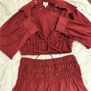 Le Lis Maroon Skirt Set